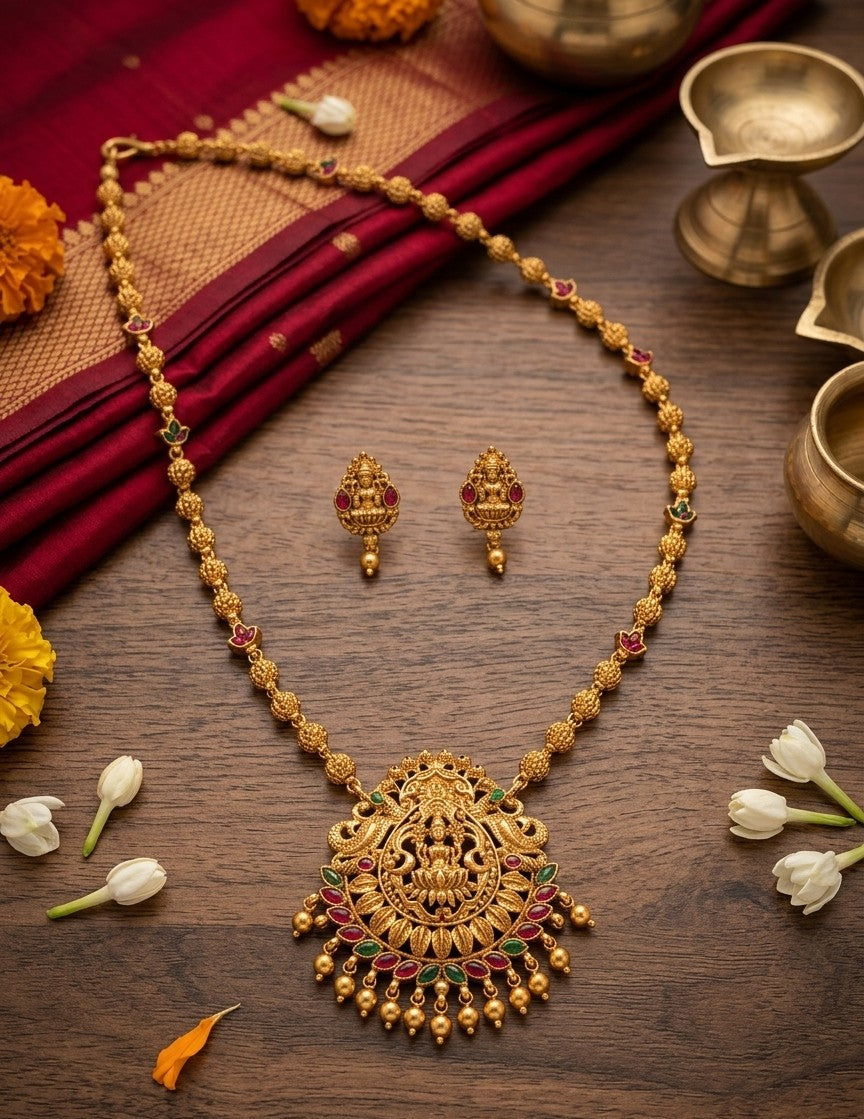 Divine Lakshmi Antique Temple Haram Set