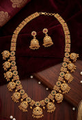 Antique Matte Gold Jhumka Necklace Set