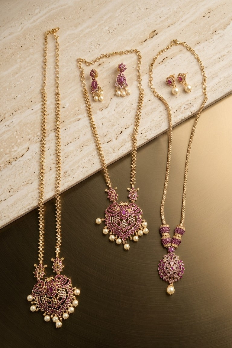 Royal Ruby & Gold Layered Jewelry Set