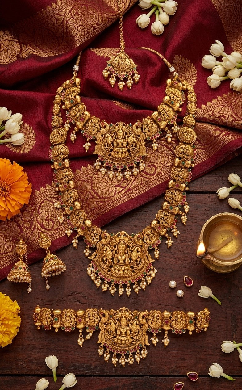 Divine Lakshmi Antique Temple Bridal Trousseau Set