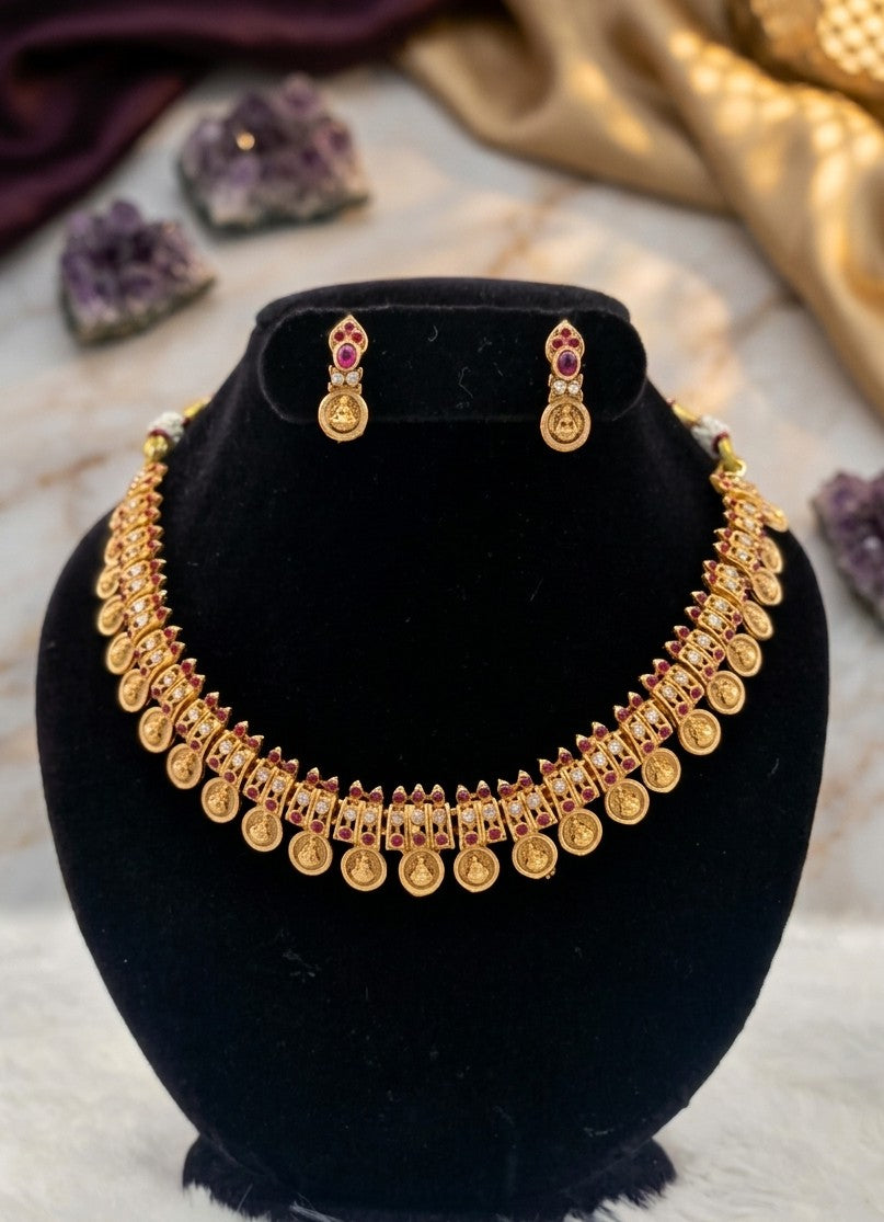🪙 Antique Matte Gold Coin Choker Set 🪙