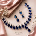 💙 The Royal Blue Teardrop Wave Necklace & Earring Set